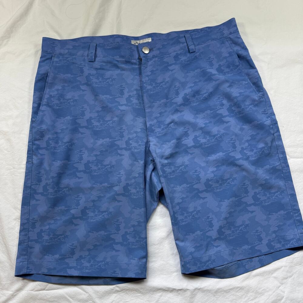 Peter Millar Crown Sport Blue Sea Camo Shackleford Golf Hybrid Shorts 36